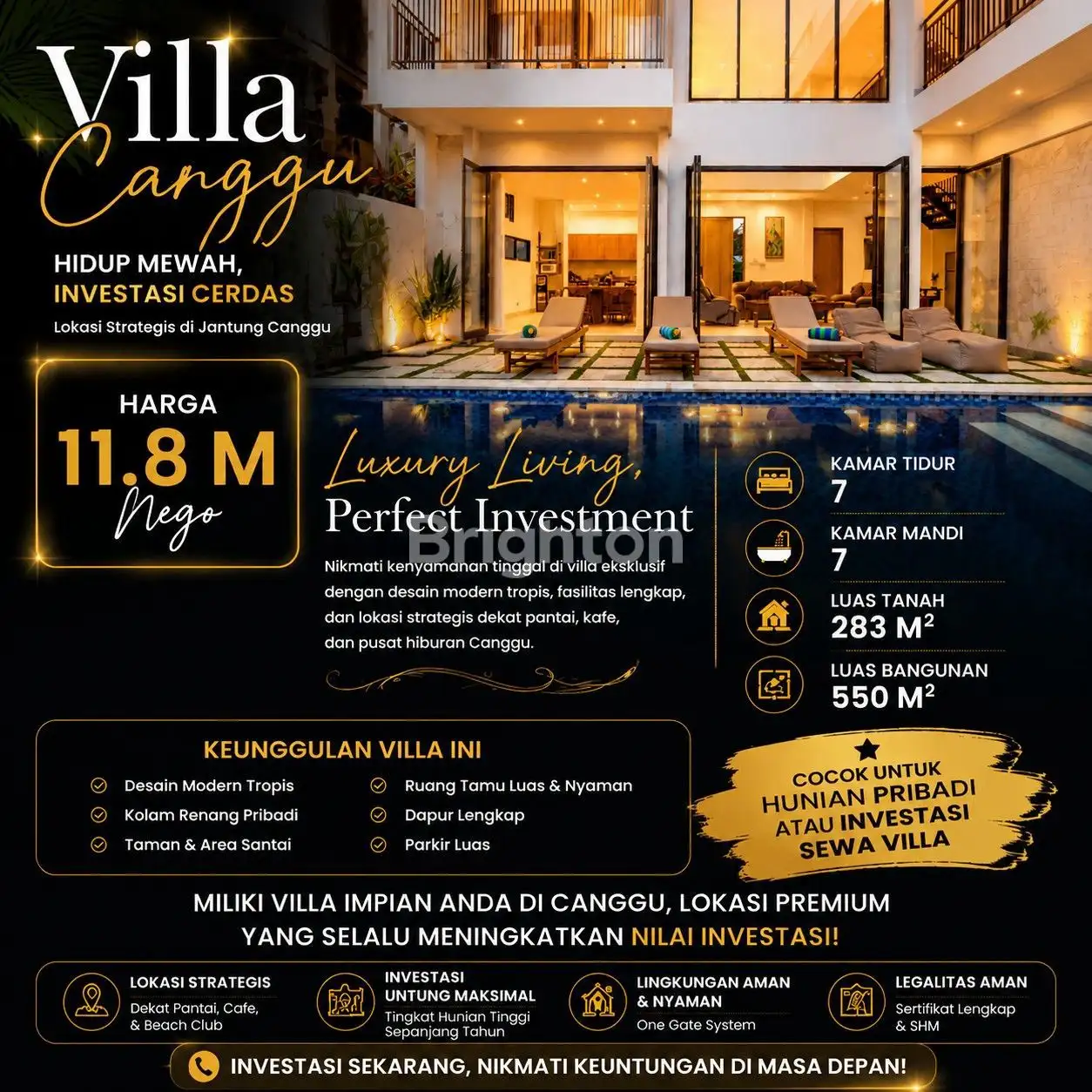 VILLA FULLY FURNISHED, VIEW SAWAH, 7 KAMAR - Vicko Property Advisor